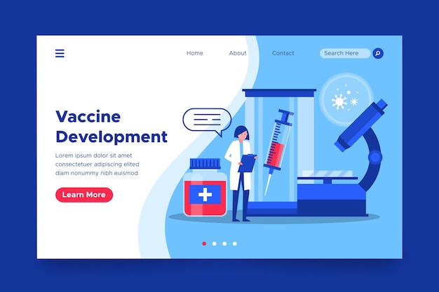 Free Vector coronavirus vaccine development landing page