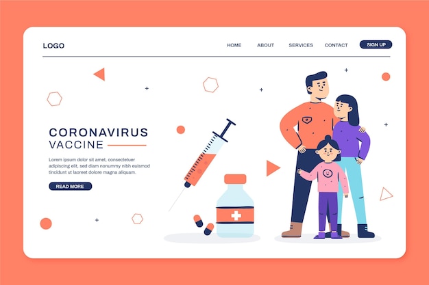 Free Vector coronavirus vaccine web template