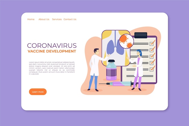 Coronavirus vaccing development landing page template