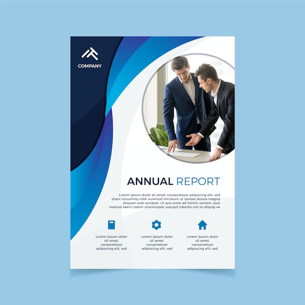 Corporate annual report template with photo