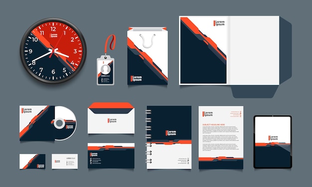 Free Vector corporate brand identity mockup set with digital elements