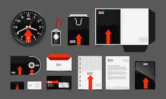 Free vector corporate brand identity mockup set with digital elements