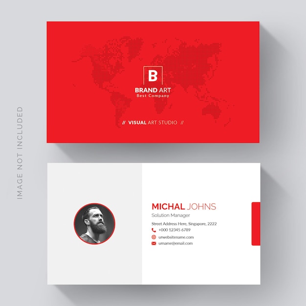 Corporate Business Card Template with red details