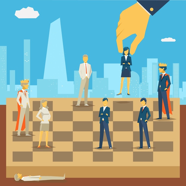 Free Vector corporate business chess illustration