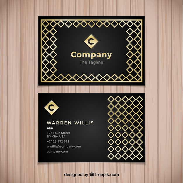 Corporate card with golden shapes