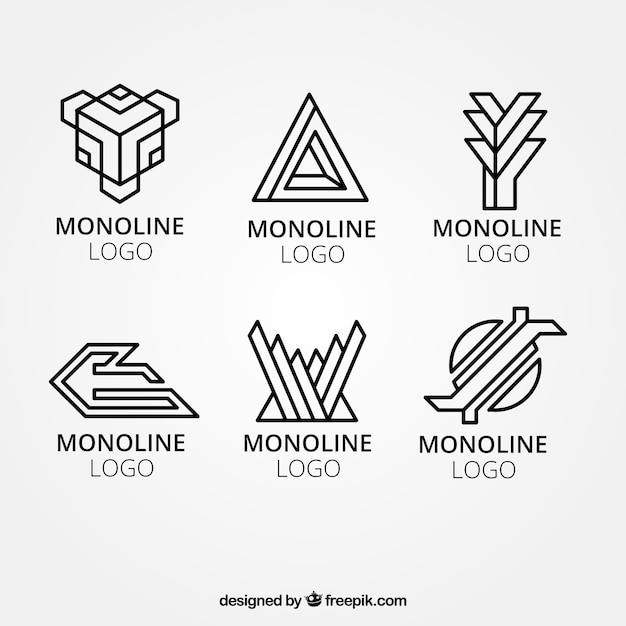 Corporate geometric logos in monoline style