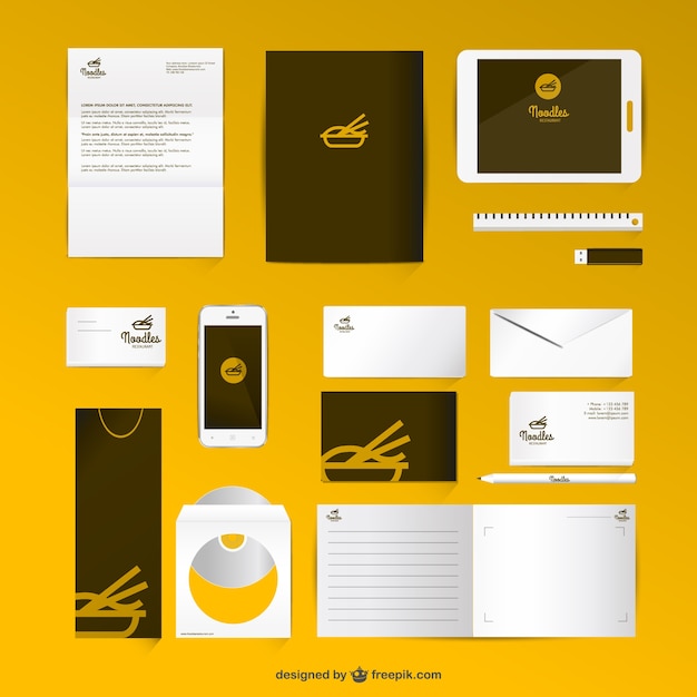 Free Vector corporate identity set mock-up style