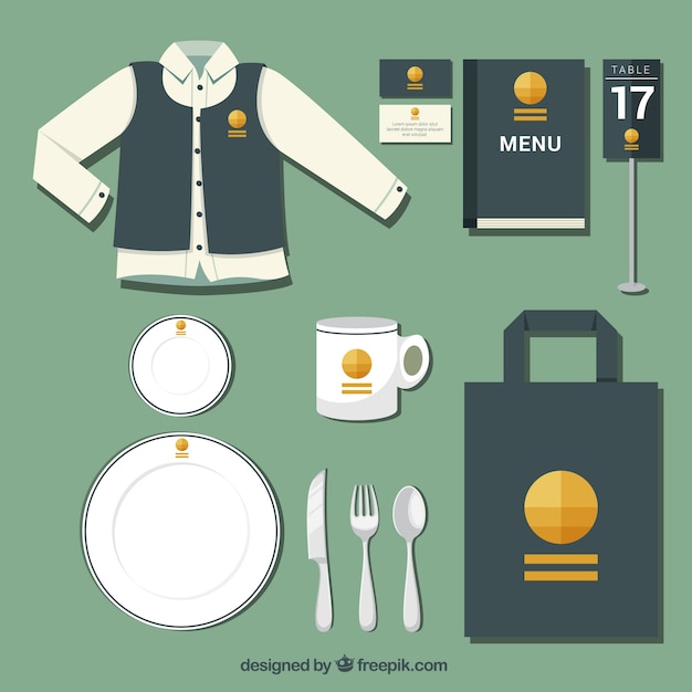 Free Vector corporate identity with a yellow logo for a restaurant