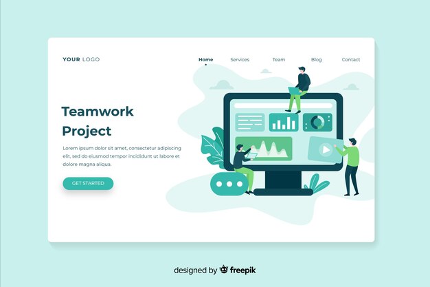 Corporate teamwork landing page