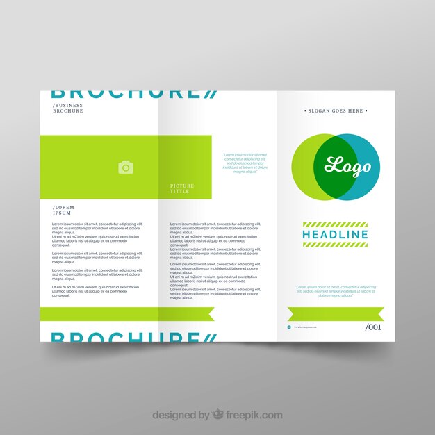 Corporate triptych template in flat design