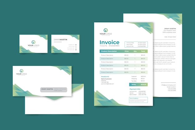 Corporative business invoice and business card