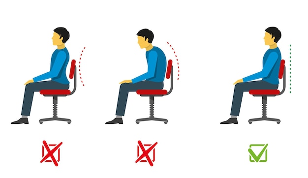 Free Vector correct and bad sitting position infographic