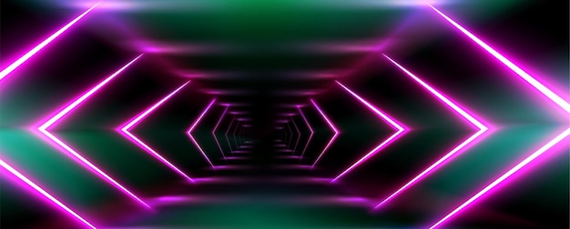 Free Vector corridor background with pink neon glowing arrow