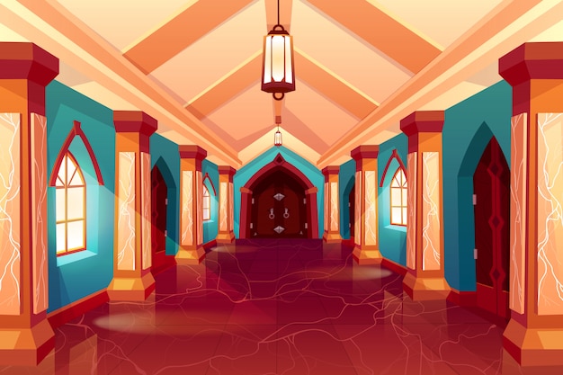 Free vector corridor of castle or historical hotel