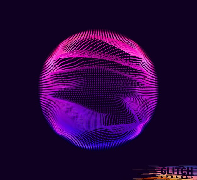 Corrupted violet point sphere on dark background