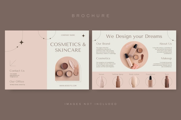 Free Vector cosmetic bifold brochure design template