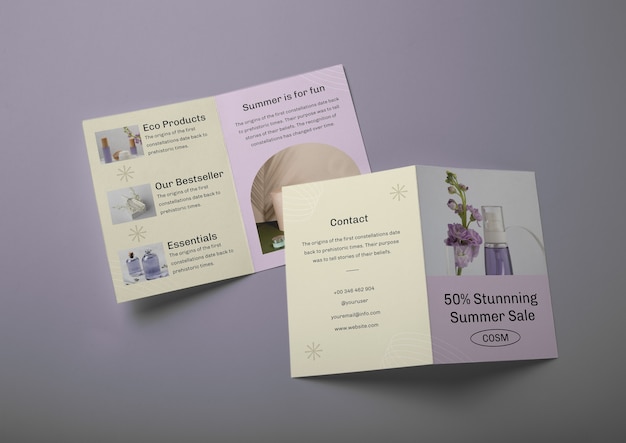 Free vector cosmetic bifold brochure template design