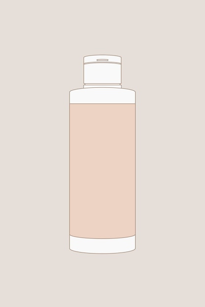 Cosmetic bottle outline, beauty product packaging vector illustration