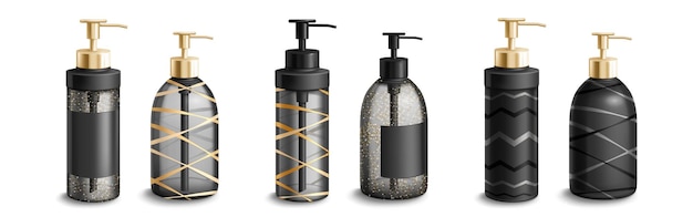 Free Vector cosmetic bottles mockup black plastic tubes set