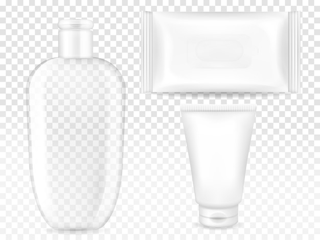 Cosmetic containers illustration of 3D realistic model templates for brand.