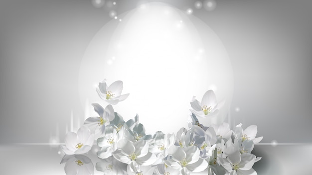 Cosmetic realistic poster, falling jasmine flowers