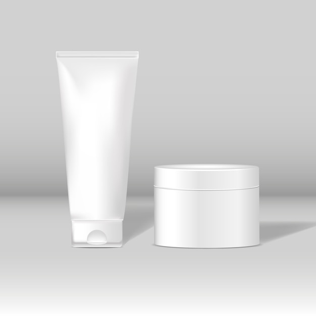 Free Vector cosmetic tube and jar mockups