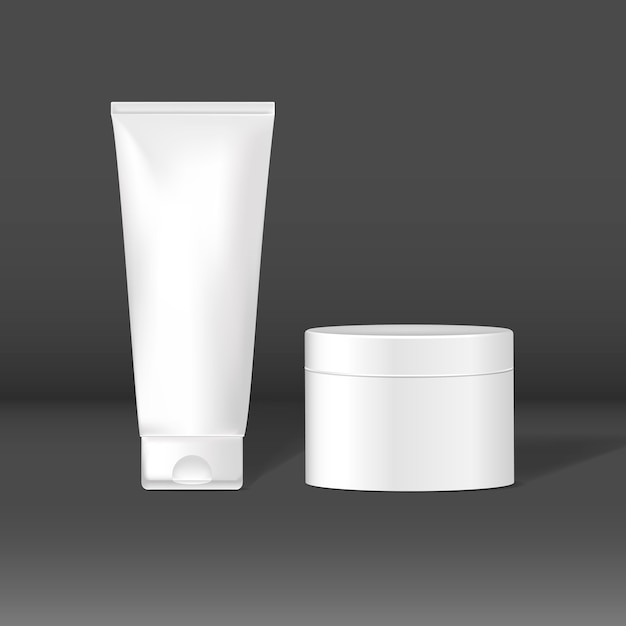 Free Vector cosmetic tube and jar mockups