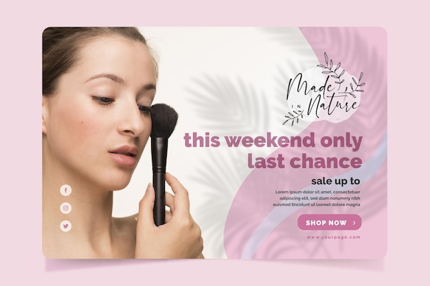 Cosmetics banner template with photo