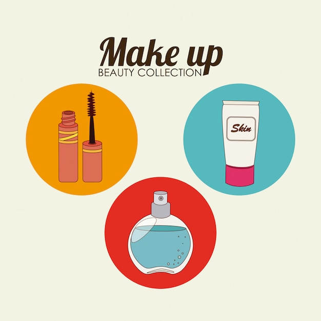 Cosmetics design over beige illustration