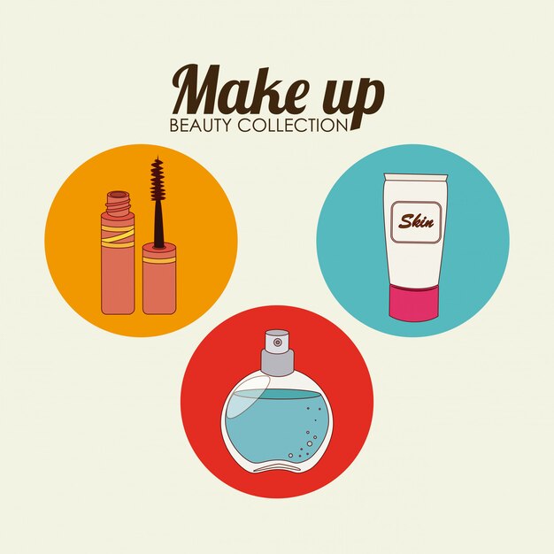 Cosmetics design over beige illustration