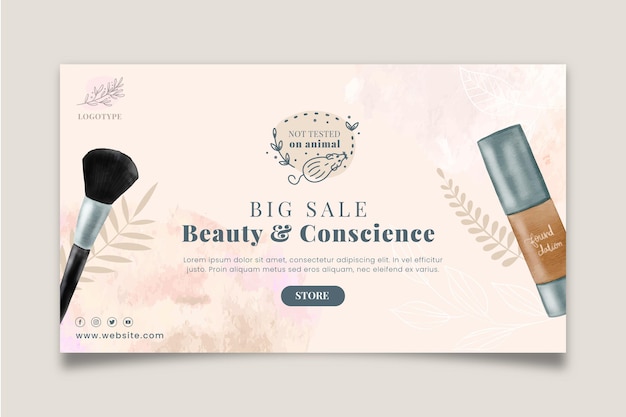 Cosmetics sale horizontal banner template