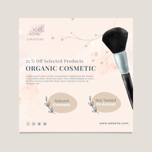 Cosmetics sale square flyer template