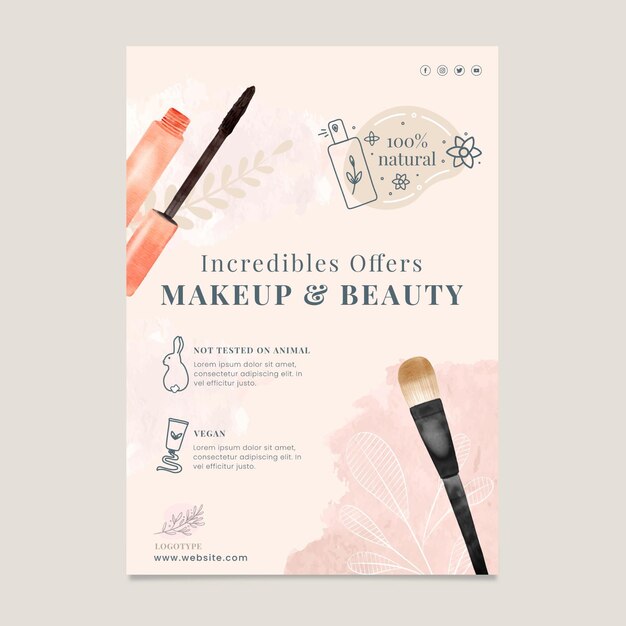 Cosmetics sale vertical flyer template