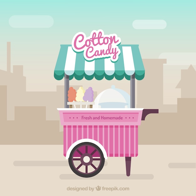 Free Vector cotton candy cart in the city