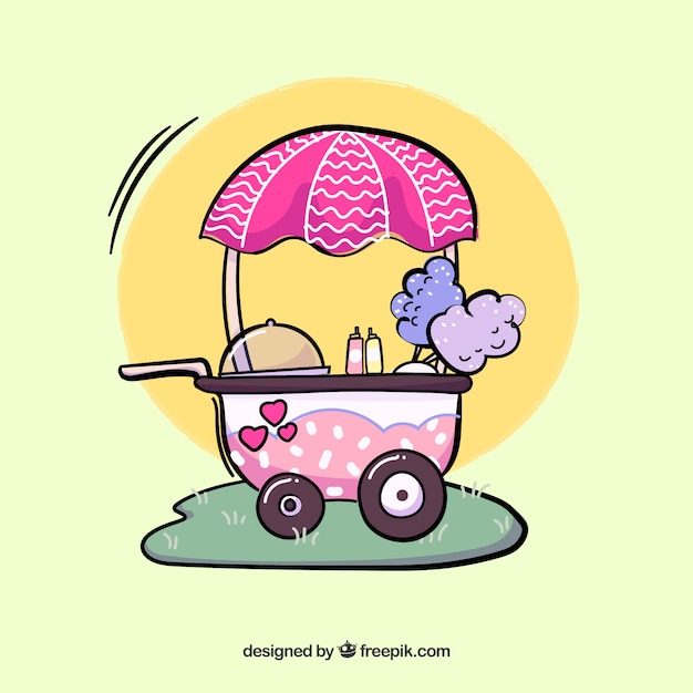 Free Vector cotton candy cart on the grass