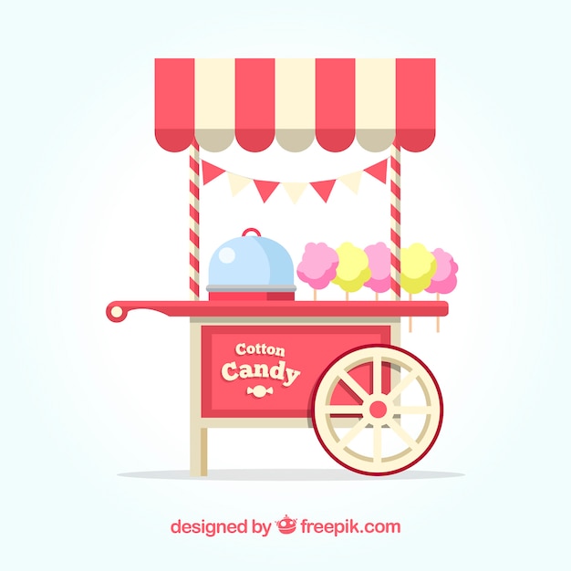 Cotton candy cart with traditional colors