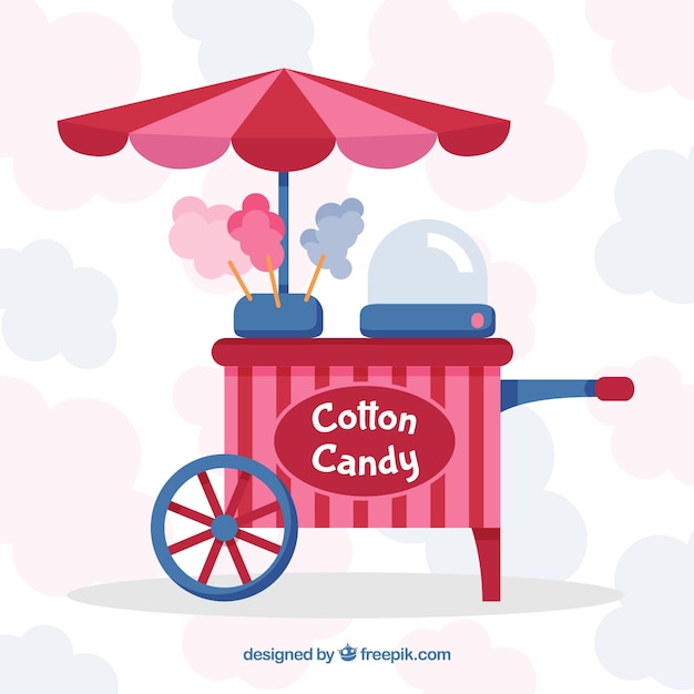 Free Vector cotton candy kiosk with umbrella