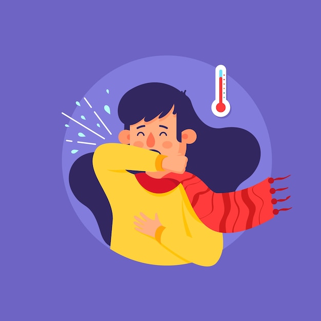 Coughing person coronavirus illustration