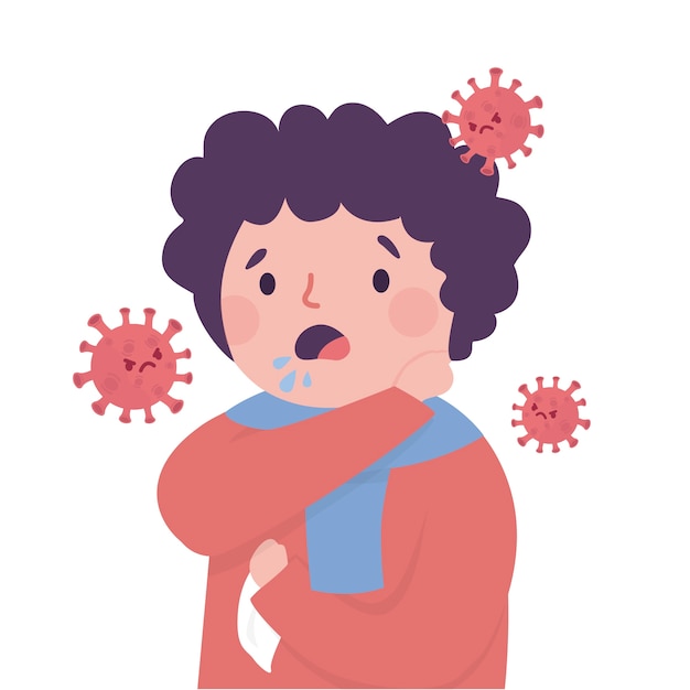 Coughing person with coronavirus