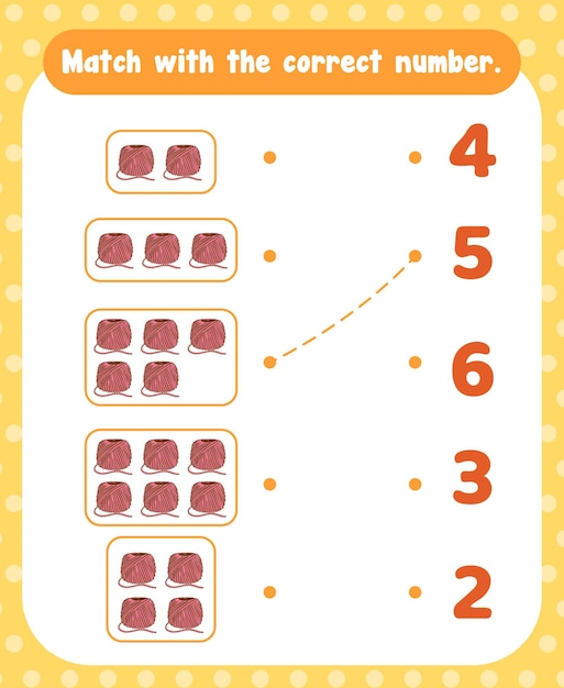 Count and match numbers math worksheet template