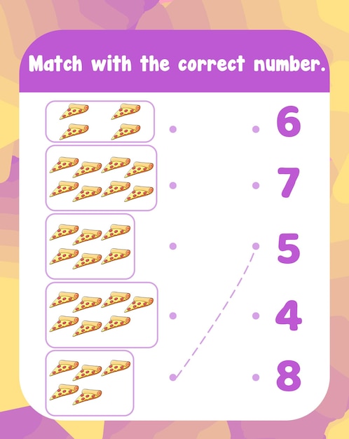 Count and match numbers math worksheet template