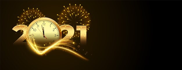 Countdown for new year 2020 with clock and firework banner