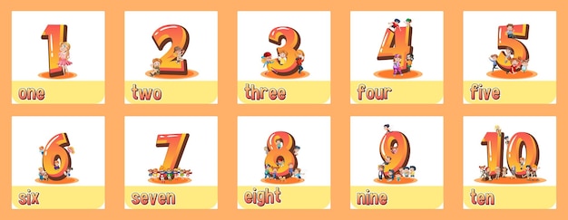 Free Vector counting number 1 to 10 for kids