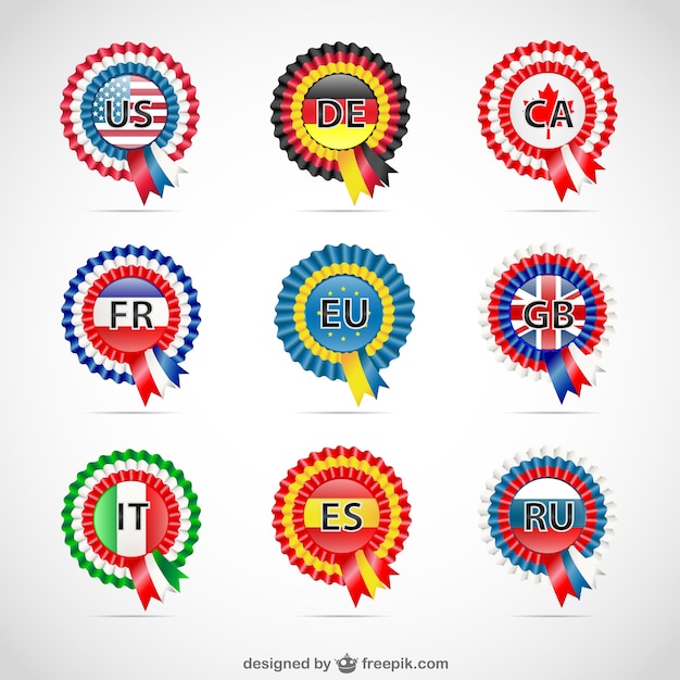 Countries flags badges