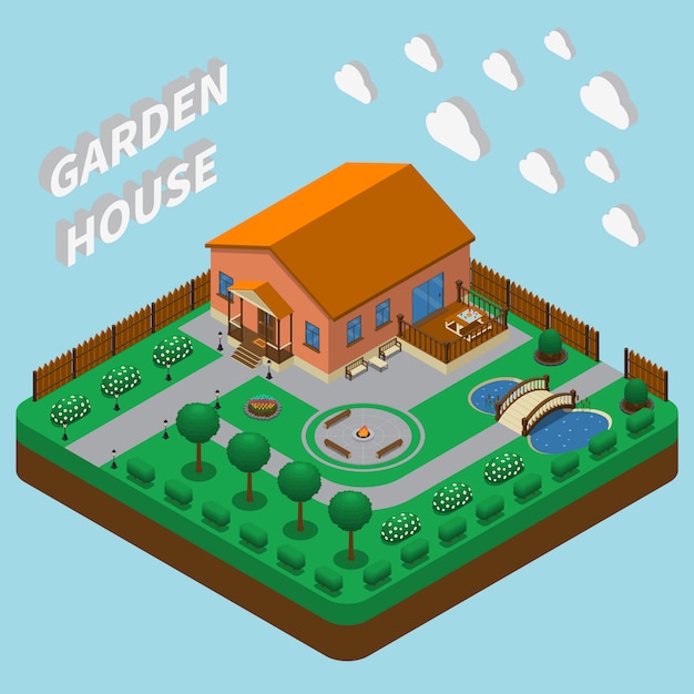 Free Vector country house isometric 