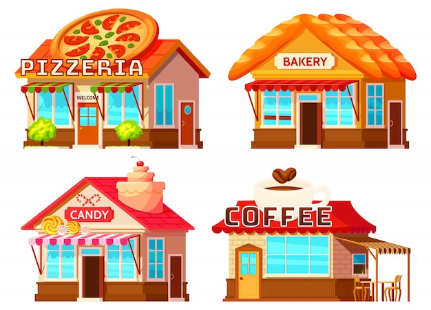 Country Shop Storefronts icon Set