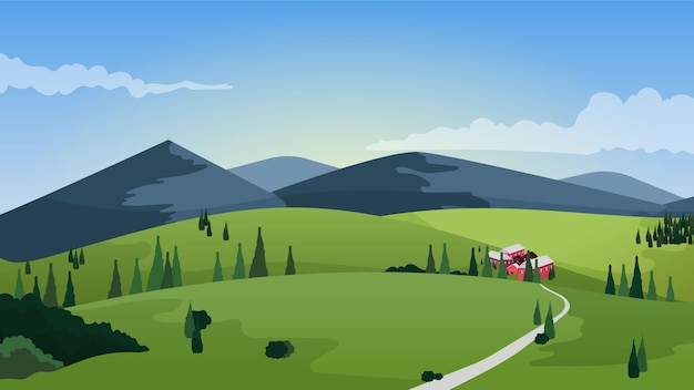 Free vector countryside beautiful landscape