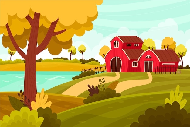 Free Vector countryside landscape concept