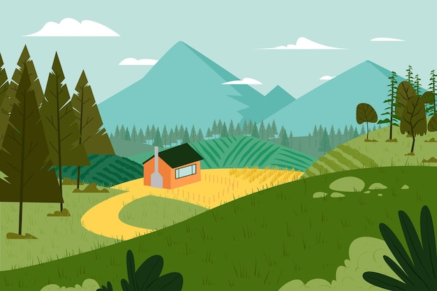 Countryside landscape illustration concept