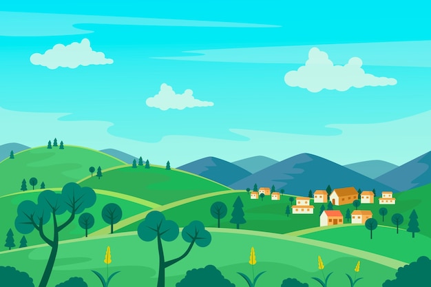 Free Vector countryside landscape illustration